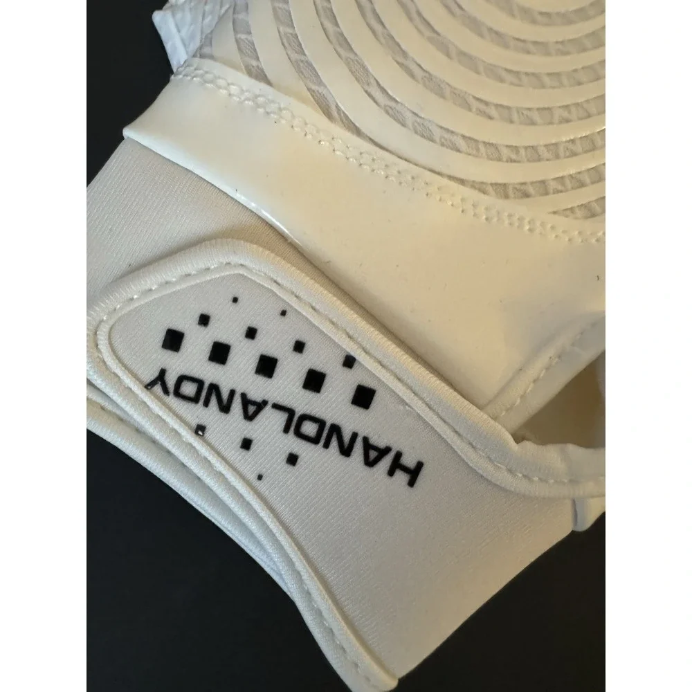 NEW HANDLANDY Football Gloves White Adult Large Receiver Grip Gloves